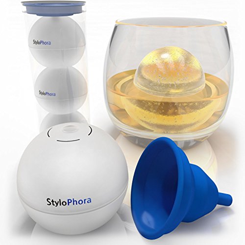 Ice Ball Mold by StyloPhora - 3 Pack with Funnel