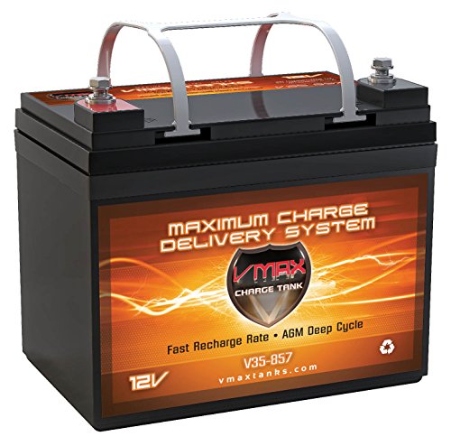 VMAXTANKS VMAX V35-857 12 Volt 35AH AGM Battery Marine Deep Cycle HI Performance Battery Ideal for Boats and 18-35lb minn kota, minnkota, Cobra, sevylor and Other trolling Motor (12V 35AH, Group U1)