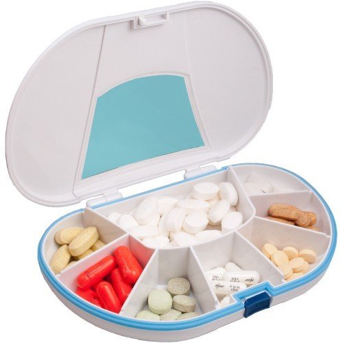 Gasketed VitaCarry 8 Compartment Pill Box Holds Up To 150 Pills Waterproof (White)