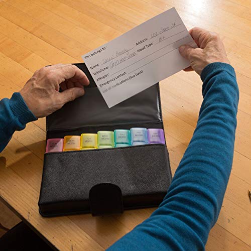 Deeper and Larger Compartments Daily Pill Organizer AM PM Medicine Pill Box, 7-Day Weekly Holder -Zzteck PU Leather Travel Case Day Night Large Medication Reminder Dispenser Vitamin Holder Container