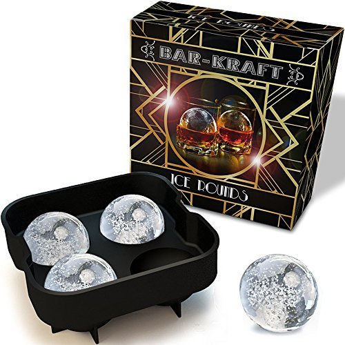Ice Ball Maker Mold by BAR KRAFT, 4x4.5cm Ice Sphere Capacity, Gold Trim Box