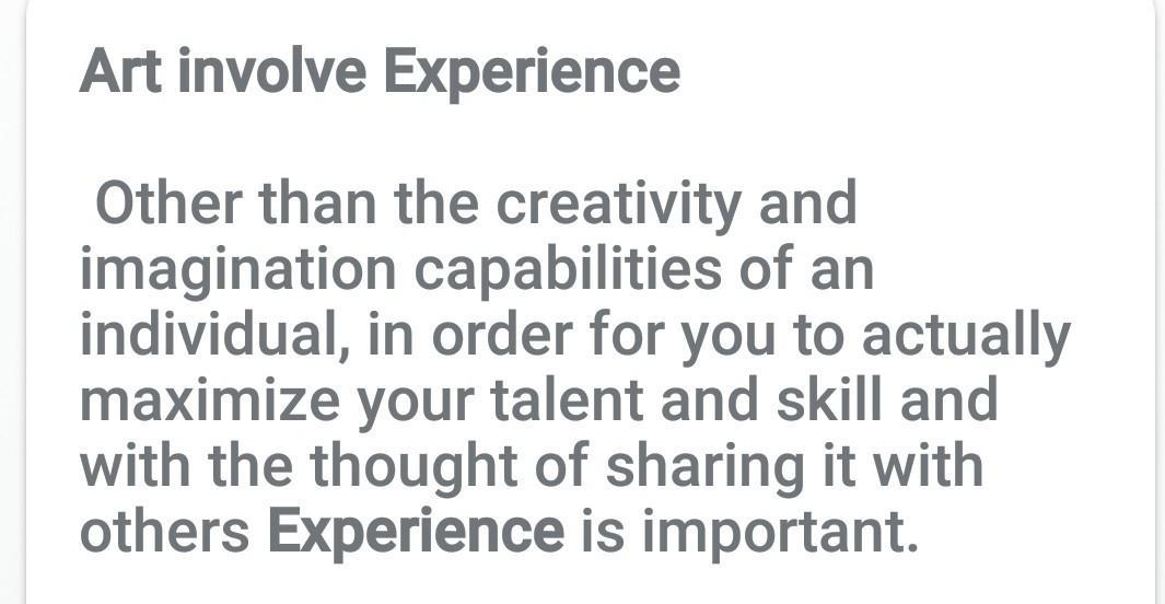 why does art involve experience